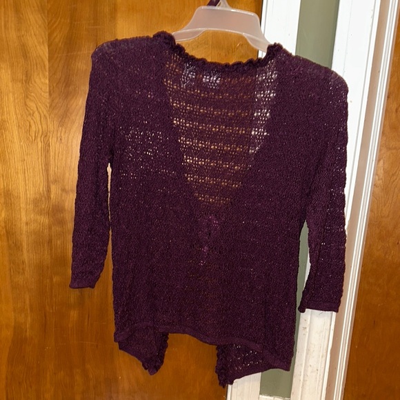 Purple Women's Sweater with Ruffle Trim - Picture 2 of 2